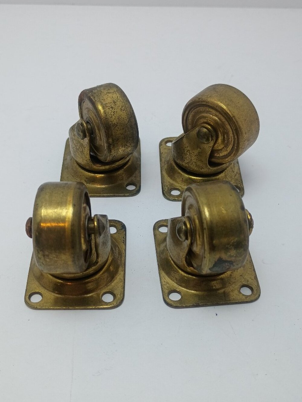 Vintage Unbranded Small Furniture Castors 1 3/4” tall 1 1/4 Wheel Diameter